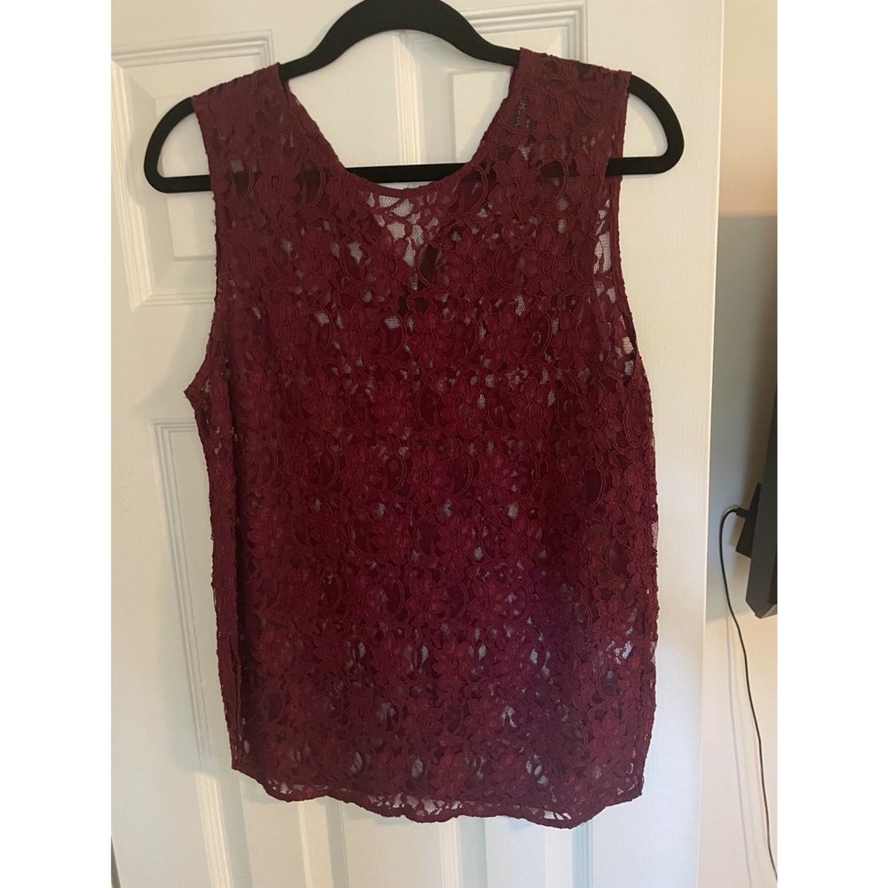Topshop burgundy lace tank size 8